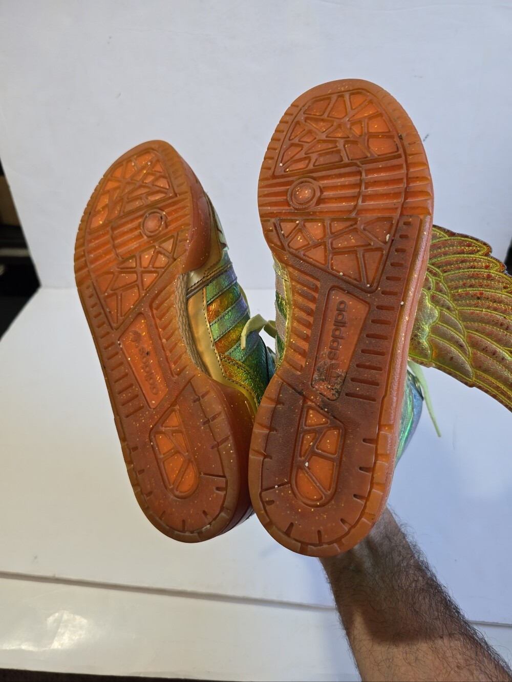 Adidas X Jeremy Scott Gold Foil Winged High-Top Sneakers Mens Size 8 - Picture 10 of 13